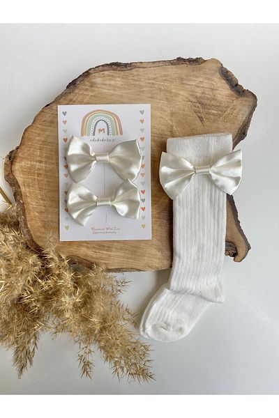 Miniminiksdesing Satin bow accessory socks and buckle set