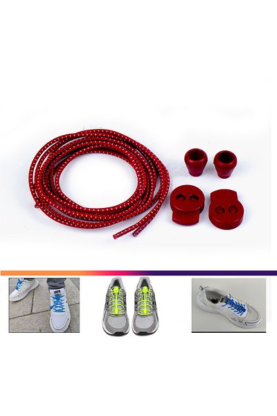 AiryFooT Smart Laces, Practical Elastic Shoelaces 100 Cm (RED)