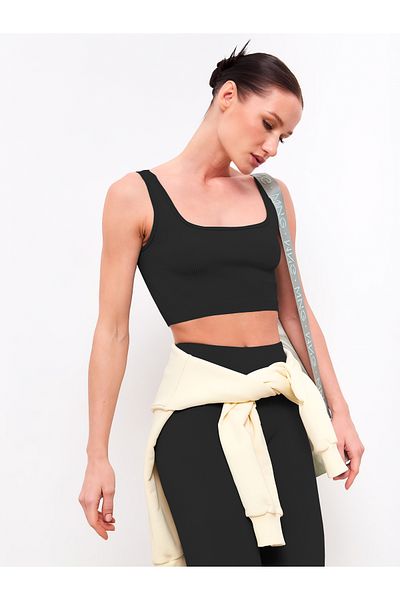 MİSTİRİK Marsala Model Seamless Gatherer Sports Bustier Crop Seamless Model Sports Crop Μαύρο Χρώμα