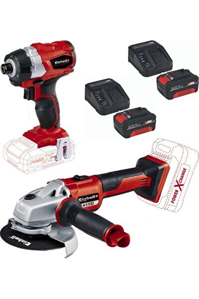Einhell Te-cı 18 Li Bl Torklu Vidalama Axxio 125mm Avuç Taşlama 2x4.0ah Akülü Kömürsüz Set