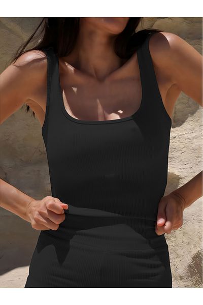 MİSTİRİK Marsala Model Seamless Crop Crop Fitiili Model Μπλούζα Crop Μαύρο Χρώμα