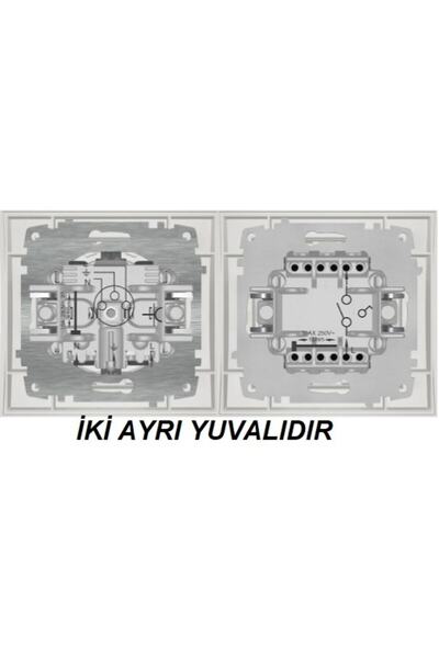 ELBİ Zena Switch Grounded Socket Double Set with Frame White