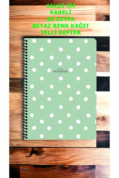 KESKİN COLOR CHECKED 16X22 CM 80 SHEETS PLASTIC COVER WIRE NOTEBOOK WHITE COLOR PAGE POINT PATTERNED