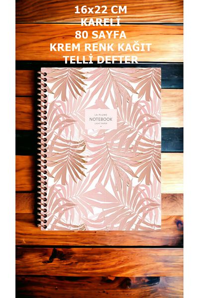 KESKİN COLOR CHECKED 16X22 CM 80 SHEETS CARTON COVER WIRE BUTTER CREAM COLOR PAGE LA PLUME LIGHT BUTTER