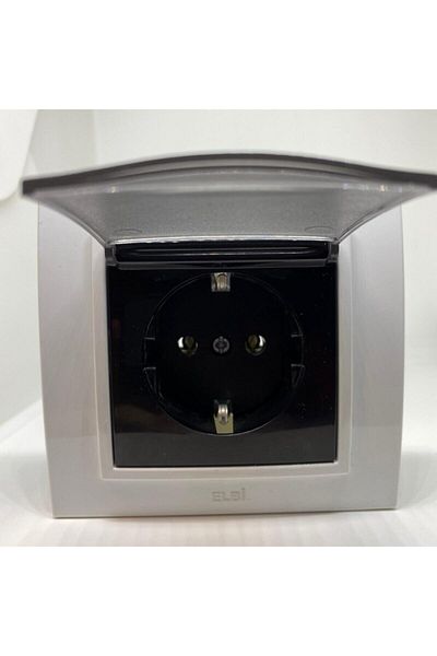 ELBİ Zena Covered Grounded Socket Frame White Black Color