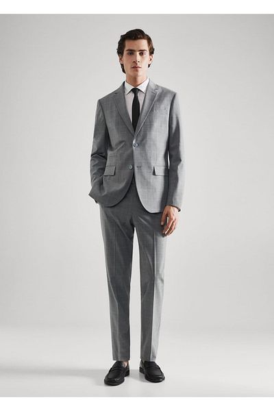 MANGO Man Slim Fit vlněné kalhoty