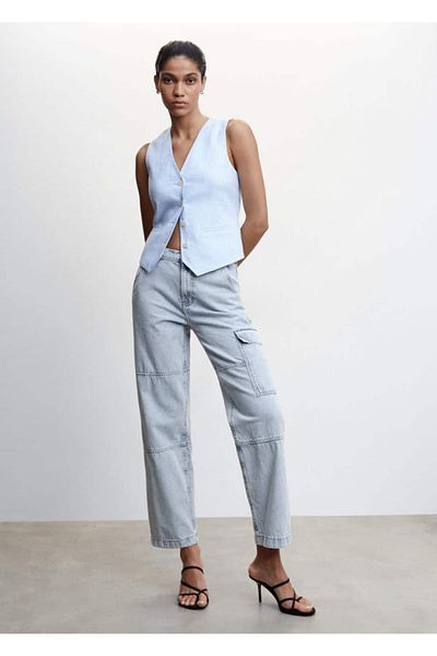 MANGO Woman Cargo-Jeanshose mit Taschen