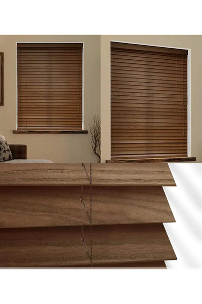 YS PERDE TASARIM Wooden Blinds %100 Doğal Ahşap Jaluzi Perde 50mm, Alüminyum ...