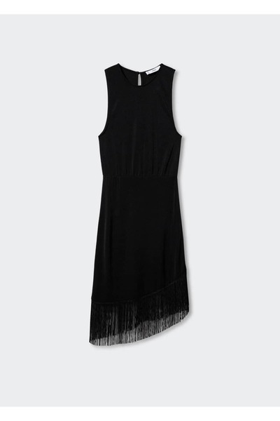 MANGO Woman Asymetrické šaty se střapcem