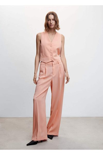 MANGO Woman Wideleg Fabric Trousers