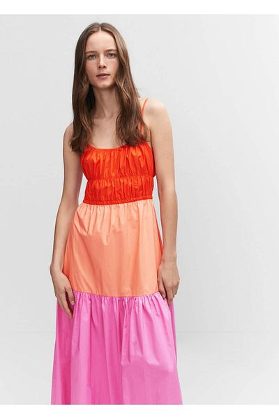 MANGO Woman Συγκεντρωμένο Τρίχρωμο Φόρεμα