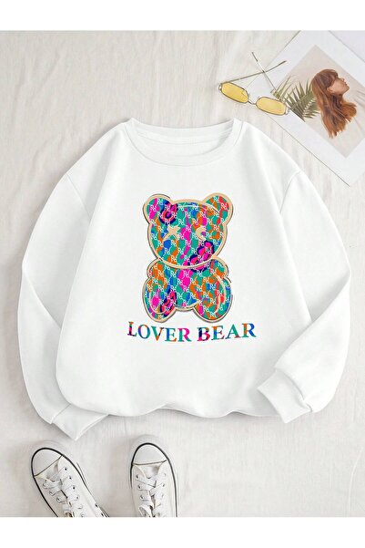 Adrift Φούτερ Bear & Letter με γραφικό στρώμα λευκό