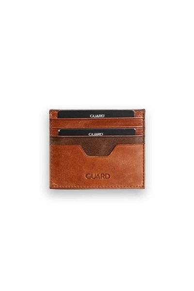 GUARD Genuine Leather Antique Tan - Brown Double Color Card Holder