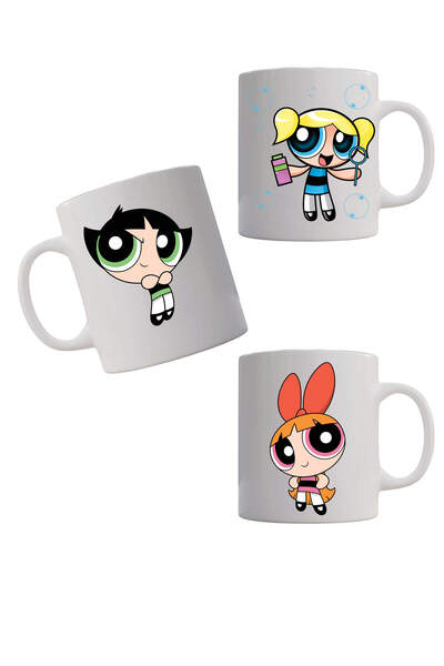 çekirdek sanat Powerpuff Girls Kupa Bardak 3'lü Bardak Seti