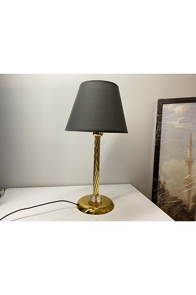 asellus Mette Twisted Lampshade Crystal Detailed Table Lamp, Stol Lamp, Gold Lampshade