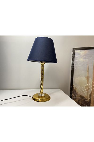 asellus Mette Twisted Lampshade Crystal Detailed Table Lamp, Stol Lamp, Gold Lampshade