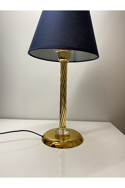 asellus Mette Twisted Lampshade Crystal Detailed Table Lamp, Stol Lamp, Gold Lampshade