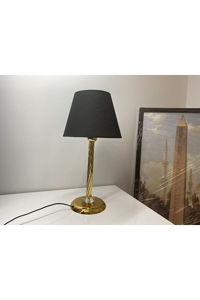 asellus Mette Twisted Lampshade Crystal Detailed Table Lamp, Stol Lamp, Gold Lampshade