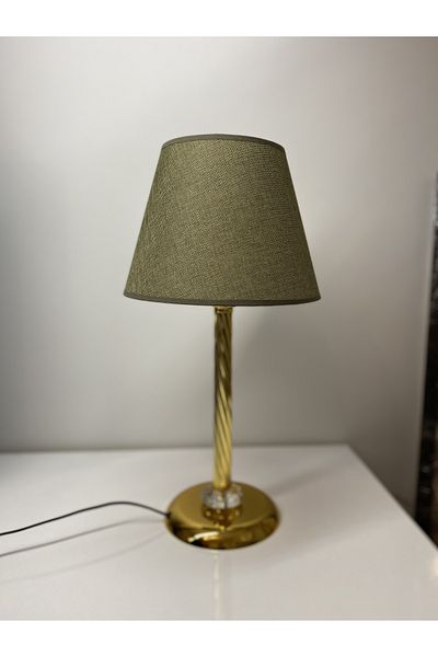 asellus Mette Twisted Lampshade Crystal Detailed Table Lamp, Stol Lamp, Gold Lampshade