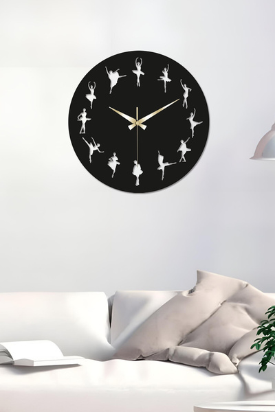 Ensa Design Ceas de perete cu motiv balerină - Ceas de perete din lemn pentru...