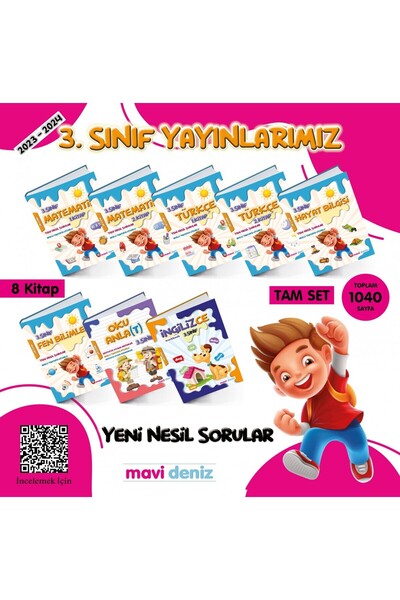 Mavi Deniz Yayınları 3.Sınıf Etkinliklerle Çalışma Yaprakları Tam Eğitim Seti...