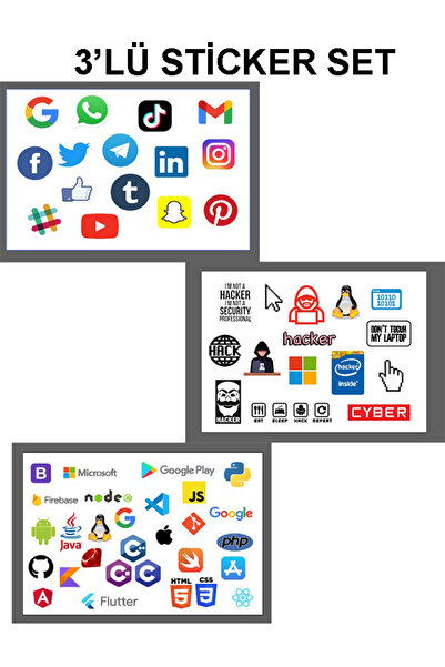 Srctech مجموعة من 3 ملصقات للكمبيوتر الشخصي والوسائط الاجتماعية