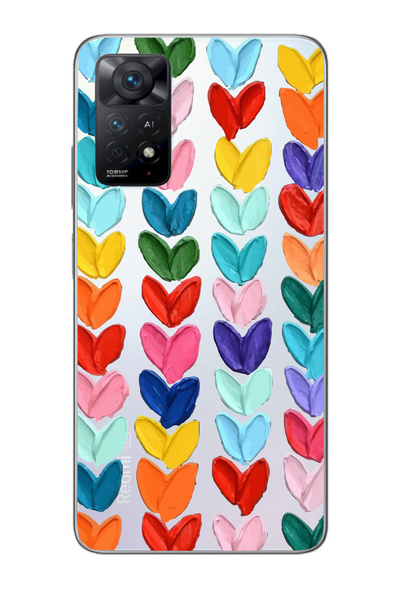 Merwish Xiaomi Redmi Note 12Pro (4G) Uyumlu Şeffaf Kapak Renkli Kalpler Desen...