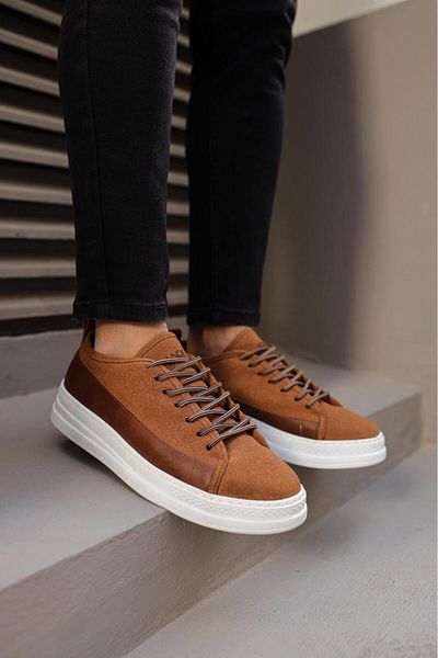 BZ Moda B010 BT Мъжки велурени обувки с ортопедична подметка и връзки, кафяви