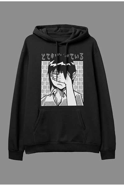 Pisa Art Φούτερ με κουκούλα με κουκούλα σε σχέδιο Anime Oversize