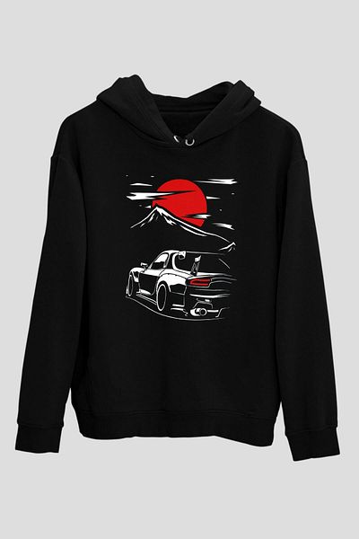 Pisa Art Унисекс черен суичър с щампа Mazda