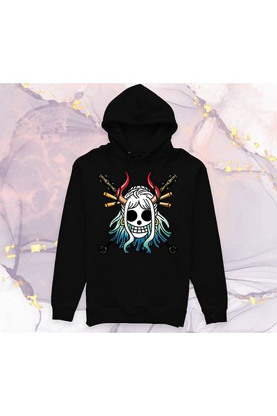 Pisa Art Суитшърт с качулка One Piece Yamato's Jolly Roger без джобове