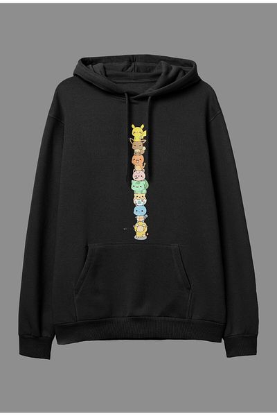 Pisa Art Υπερμεγέθη χαριτωμένο Pokemon Design με στάμπα με κουκούλα φούτερ με κουκούλα
