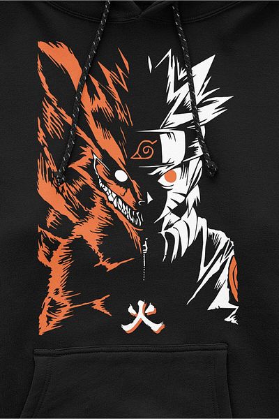 Pisa Art Naruto And Kyuubi Anime Printed Unisex Φούτερ με κουκούλα με κουκούλα με κουκούλα Harajuku