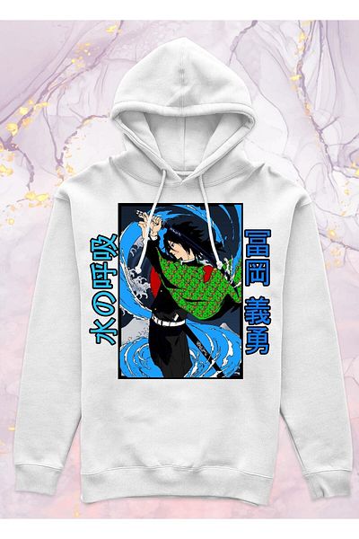 Pisa Art Demon Slayer (kimetsu No Yaiba) - Giyu Tomioka - Φούτερ με κουκούλα χωρίς τσέπη