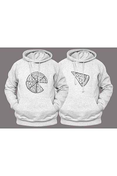 Pisa Art Pizza Sliced ​​Designed Dear Couple Συνδυασμός με κουκούλα φούτερ 2 τεμαχίων
