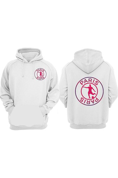 Pisa Art Φούτερ Unisex Paris Football με στάμπα με λευκή κουκούλα