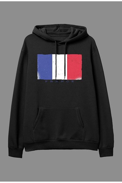 Pisa Art Υπερμεγέθη France Country Flag Design με στάμπα Unisex με κουκούλα φούτερ με κουκούλα