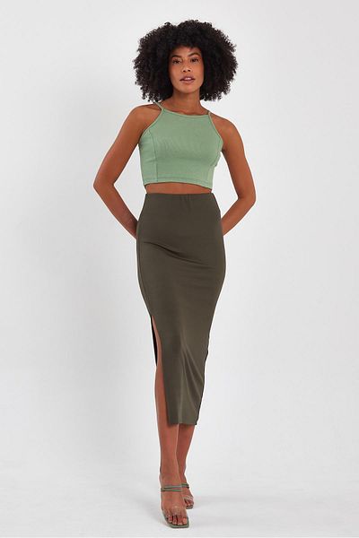 ALEXANDERGARDI LONG PENCIL SKIRT WITH SLIT (B23-00129)