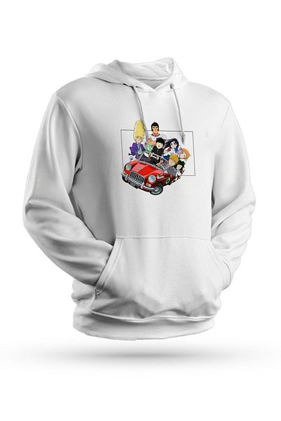 Pisa Art Anime Mob Psycho 100 εμπριμέ λευκό φούτερ Unisex με κουκούλα