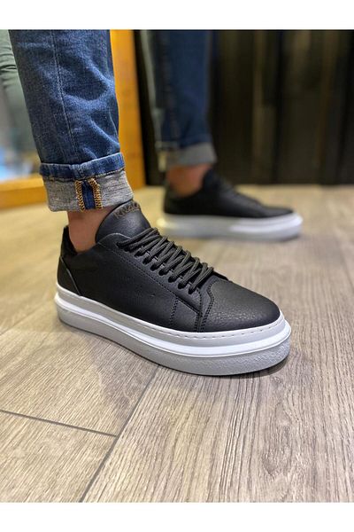 BZ Moda B421 BT Pantofi pentru bărbați cu talpă ortopedică cu șireturi, negri