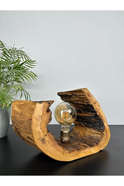 O&A WOOD Kütük Abajur Ağaç Abajur Ahşap Abajur