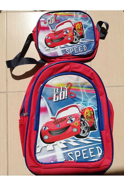 Bluoksweet Patterned backpack + lunch box cars cars spider man girls boys school children student