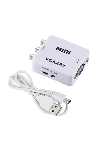 Temiz Pazar 5004 Vga To Av 3Rca Video 1080p Çevirici Dönüştürücü Adaptör 3.5m...