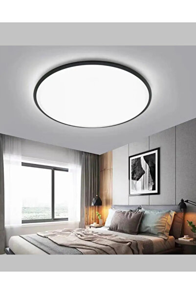 luxshome Sarı Işık Mat Siyah Kasa 24W Büyük Boy Tavana Sıfır Led Armatür Apli...