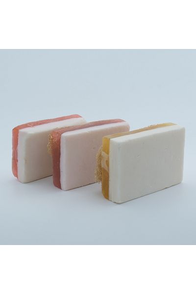 Anatolia Soap SET OF 3 SOAP WITH ROSE, LEMON AND LAVENDER FIBER