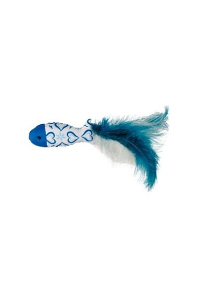 Flamingo BLUE FEATHERED FISH CAT TOY