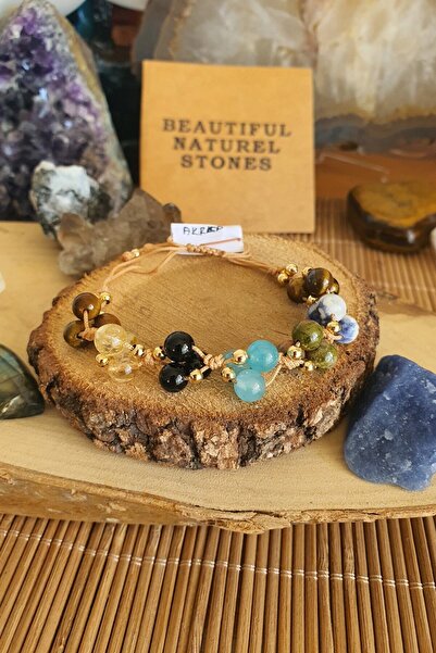 NBS Beautiful Naturel Stones سوار من الحجر الطبيعي برج العقرب (سترين، عقيق، ع...