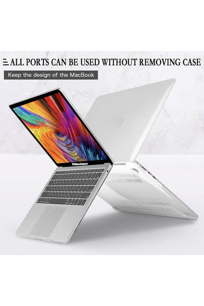 TEKNETSTORE Apple Macbook Air M4 13.6'' 2025 Kılıf Şeffaf Parlak Tam Koruma Kristal Kapak A3240
