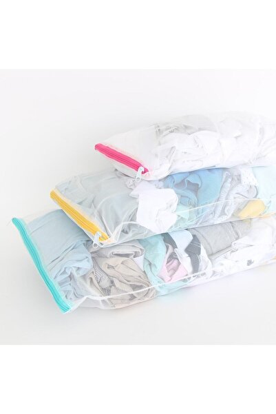 devigo 3-Piece Zippered Laundry Net Shoe Washing Net Bra Washing Bag Closet Suitcase Organizer