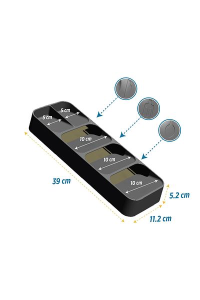 devigo Gray 2-Piece Organizer Set - 9 Compartments and 5 Compartments Drawer Spoon Holder